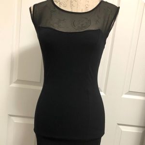Forever 21 Black Mesh Shoulder Pencil Dress